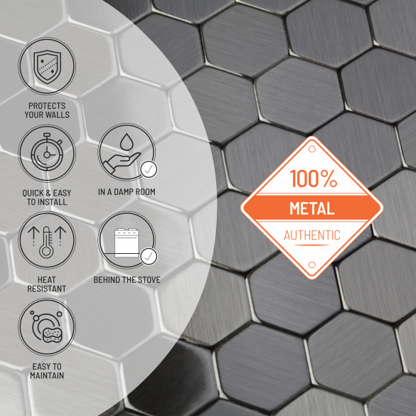 SpeedTiles - Hexagonia SB - Tuile Murale Autocollante en Métal