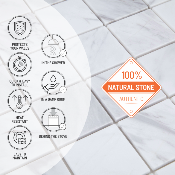 SpeedTiles - Snowdrop - Tuile Murale Autocollante en Marbre 